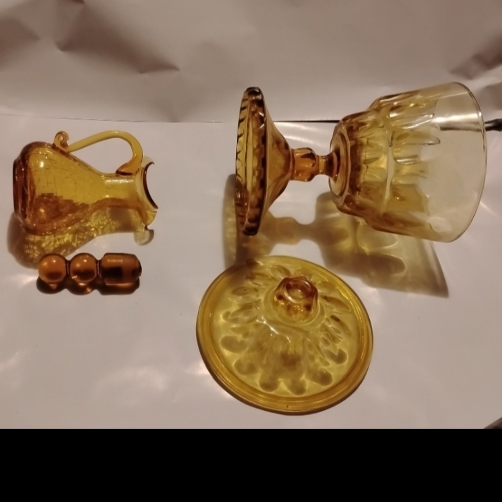 Vintage Amber Glassware Set - Picture 3 of 8